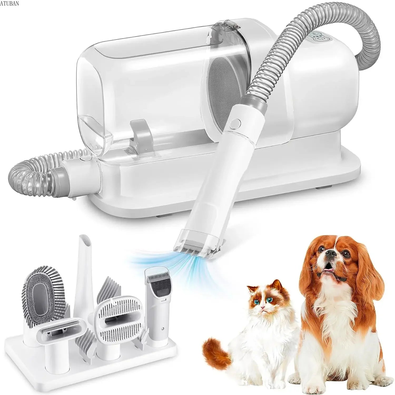 Premium Pet Grooming Vacuum Kit – 2.3L Large Capacity Dog Hair Vacuum & Grooming Brush for Shedding Pets