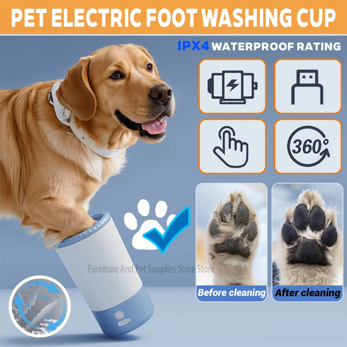 PawSpa Pro - Electric Dog Paw Cleaner | USB Rechargeable | Gentle Silicone Bristles | ALL Breeds