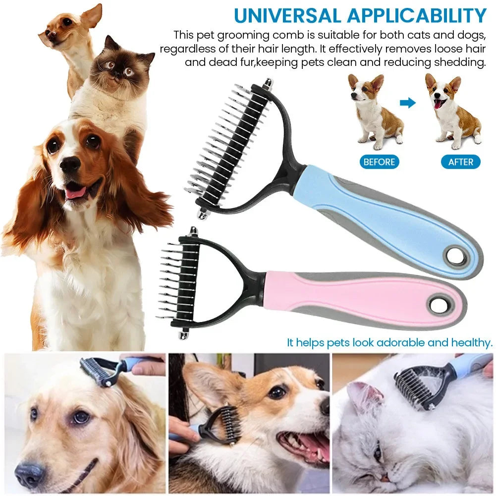 Professional Double-Sided Deshedding Brush 
— Reduces Dog Shedding By Up To 90%
