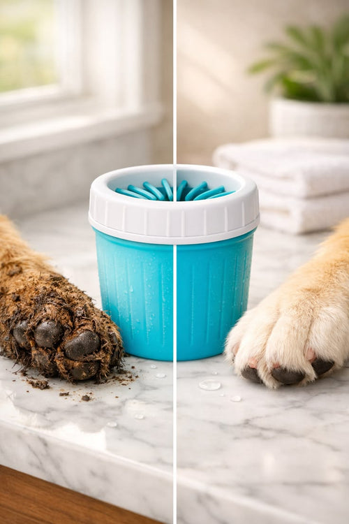 Dog Cleaner Cup - Mud & Dirt Gone in Seconds | Gentle Silicone Bristles | Small Medium Large