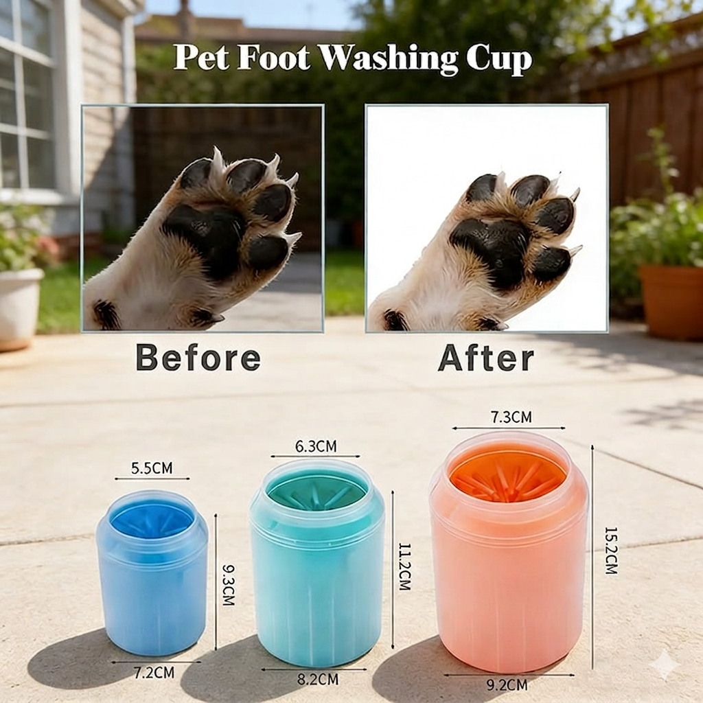 Dog Cleaner Cup - Mud & Dirt Gone in Seconds | Gentle Silicone Bristles | Small Medium Large